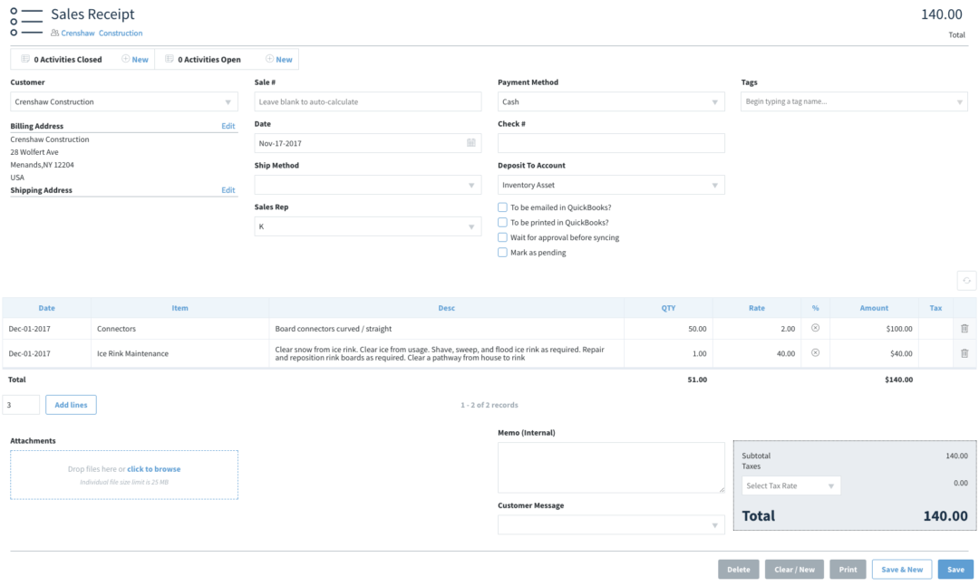 How to Create a Sales Receipt in QuickBooks - Method