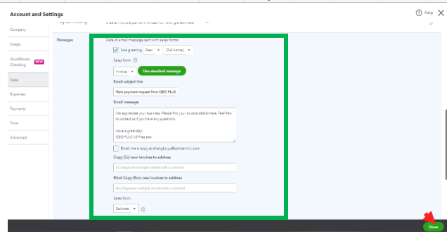 A screenshot of QuickBooks Desktop showing how to change invoice message in QuickBooks Desktop.