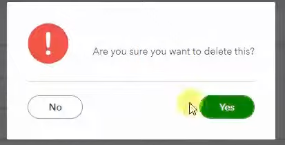 A screenshot of a prompt asking the user if they're sure they want to delete.