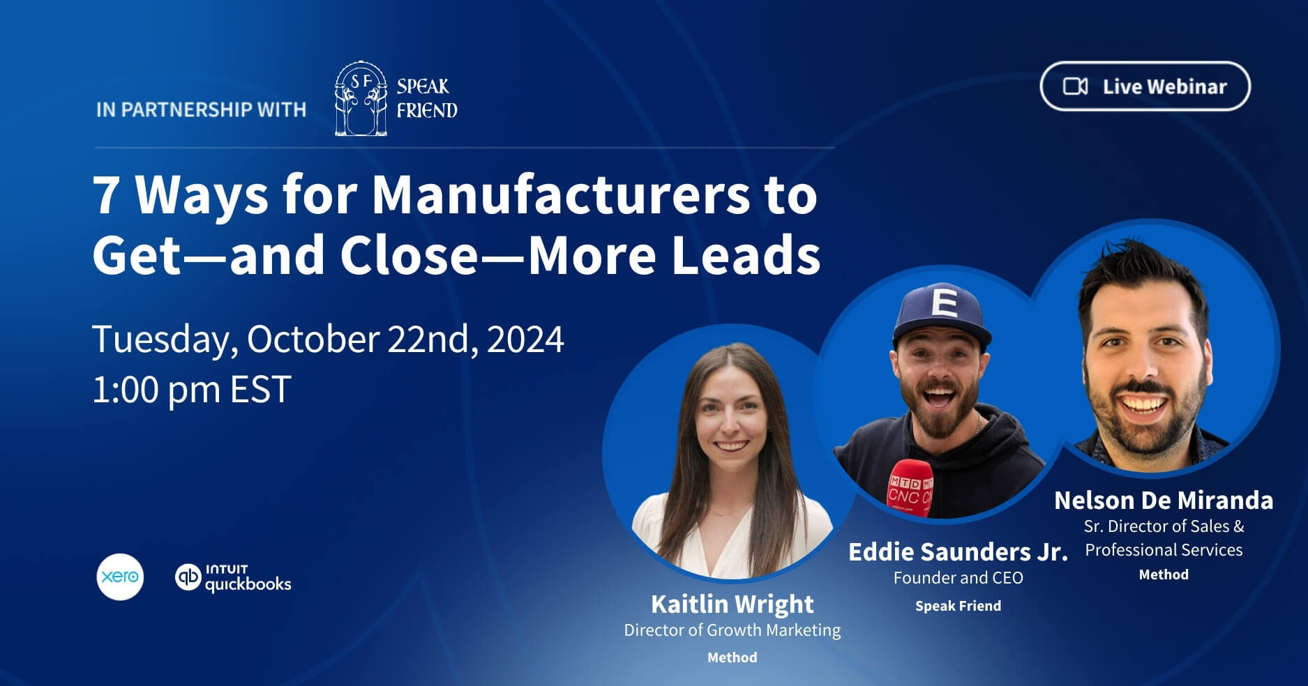 A promotional image with details for Method's October 2024 webinar on getting and closing leads for manufacturers.